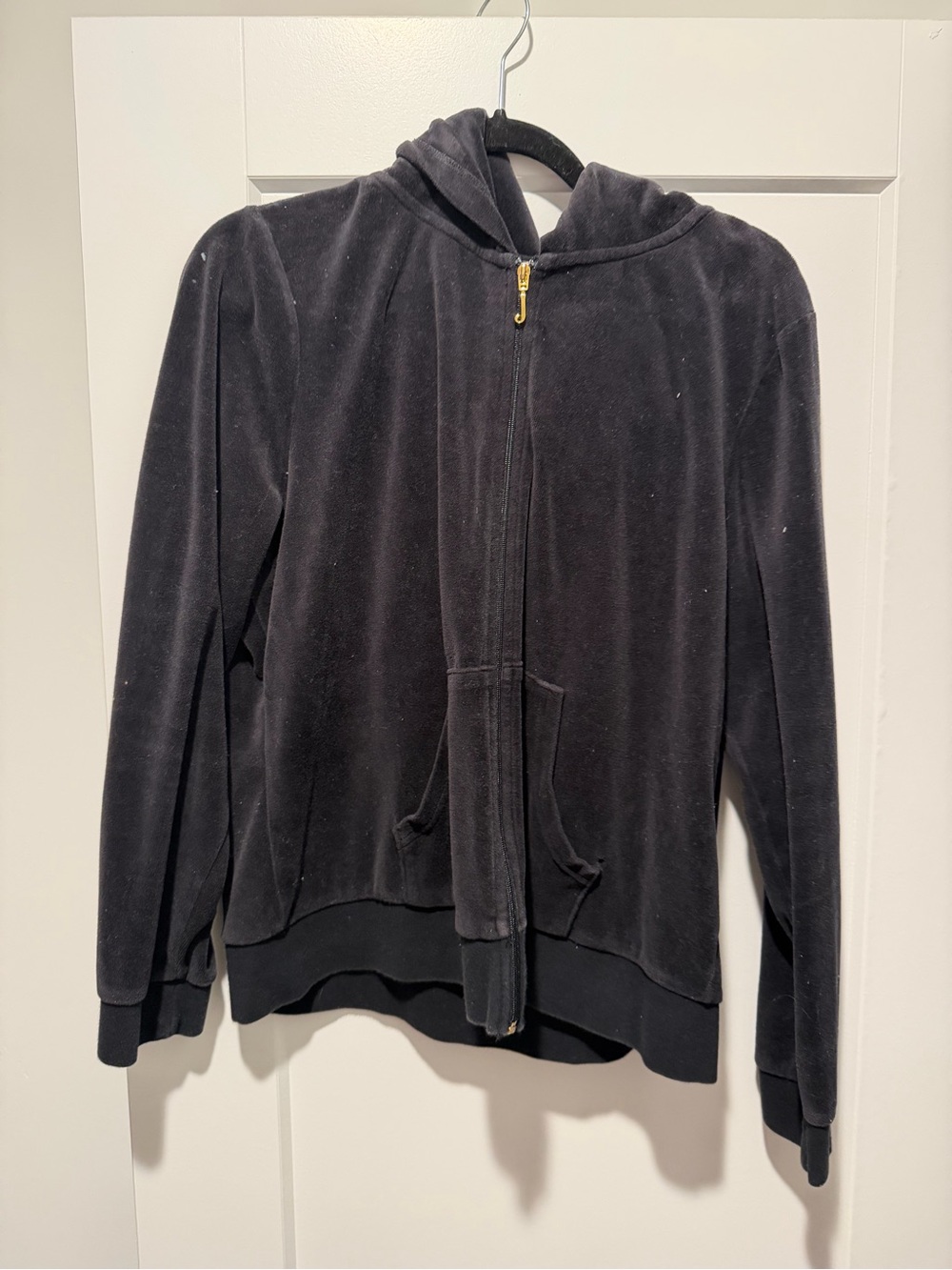 Juicy Couture Black Velour Zip-Up Hoodie